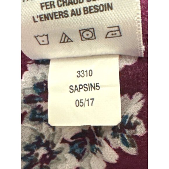 Aeropostale Sheer Floral Chiffon Blouse Size Small Burgundy White Bell Sleeves - Picture 8 of 10